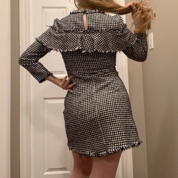 Tweed Houndstooth Mini Dress - Picture 2 of 7